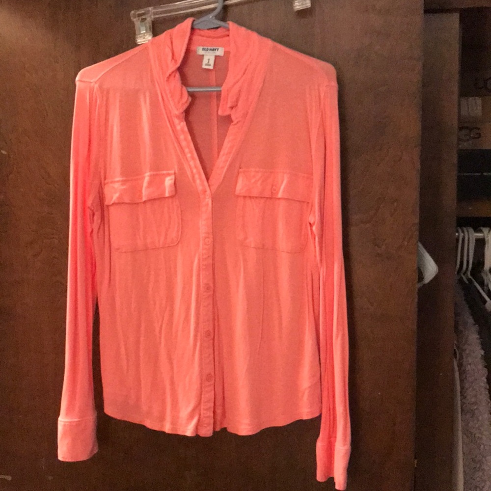 Peach & white collared button down